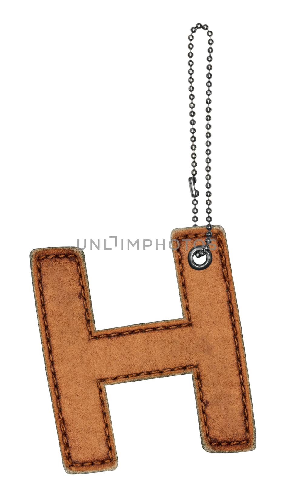 Leather alphabet with chain isolated on white