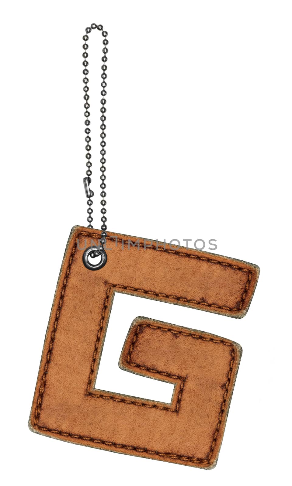 Leather alphabet with chain isolated on white