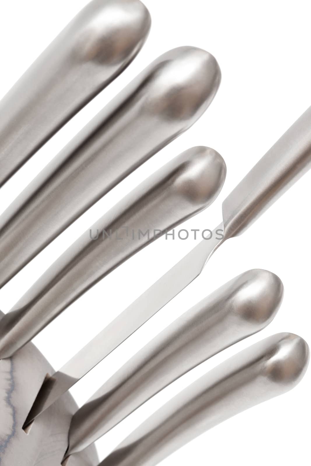 set of kitchen knives on a white background
