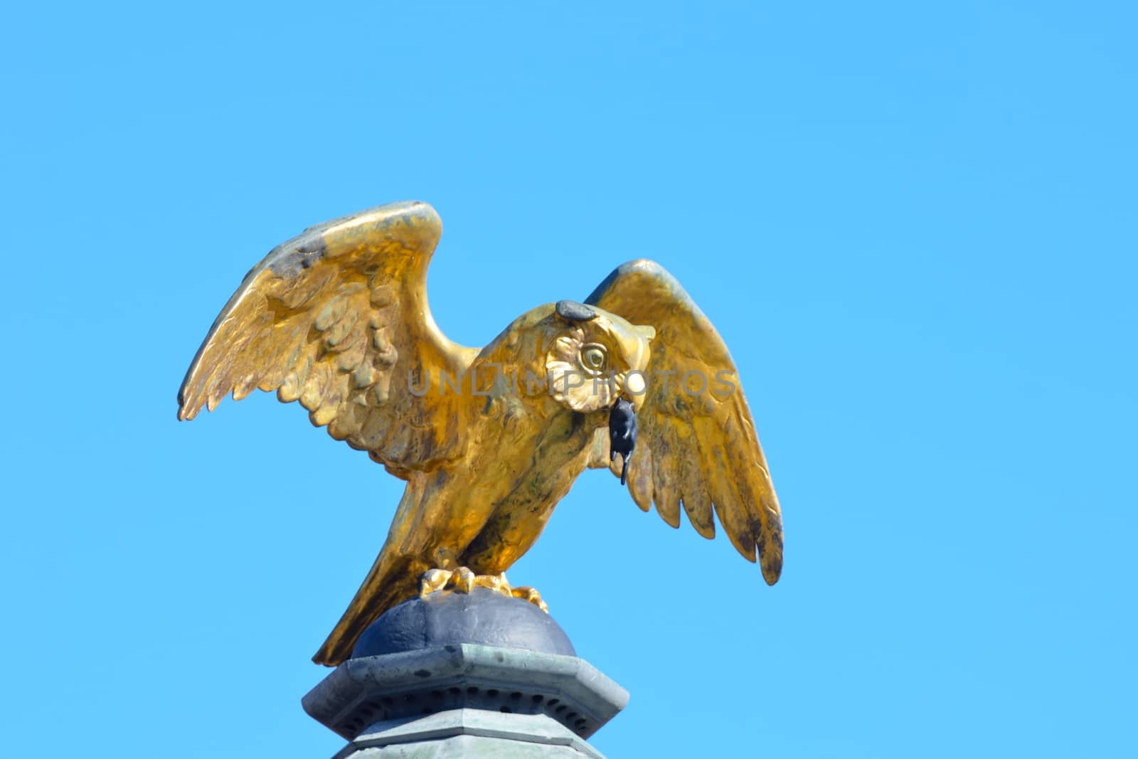 statue of owl with mouse