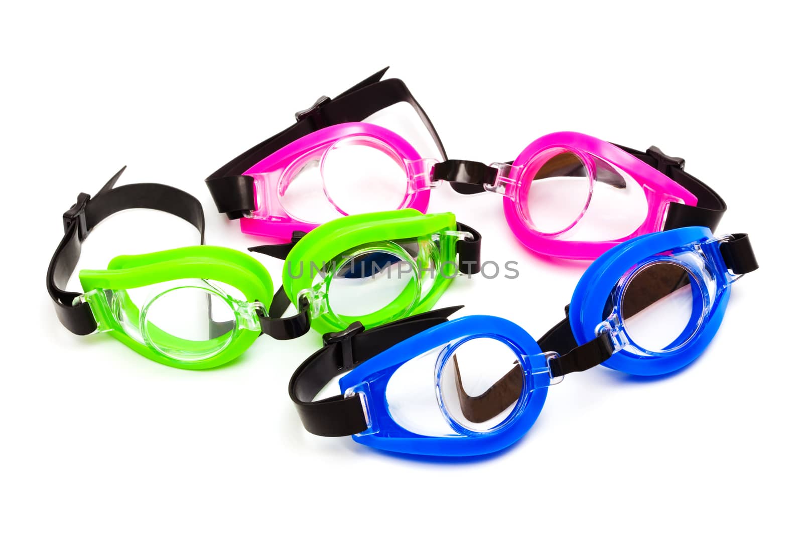 goggles for swimming on a white background