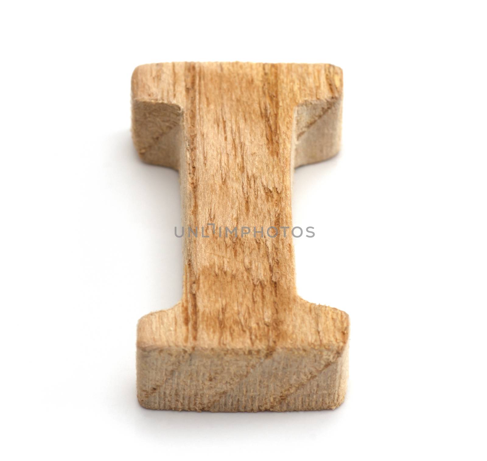 Alphabet made from wood on white
