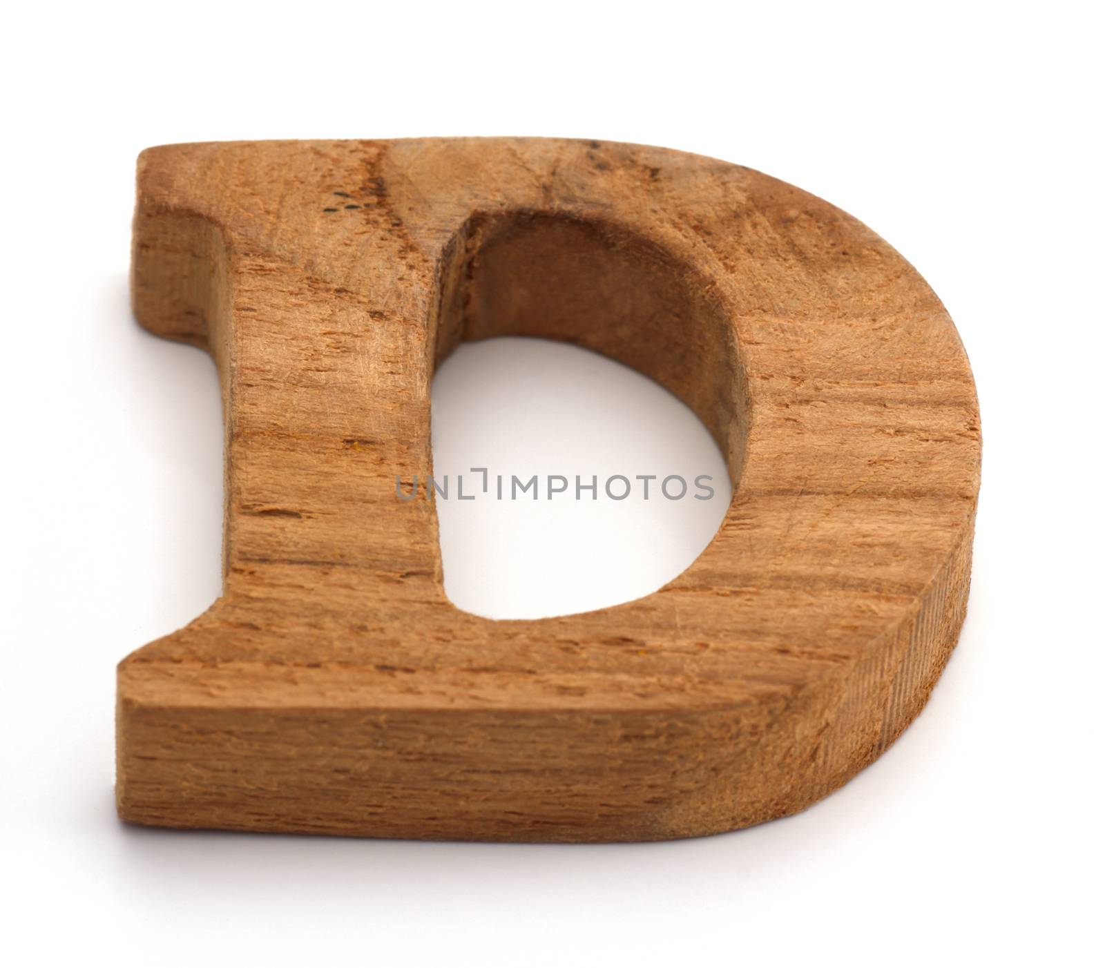 Alphabet made from wood on white
