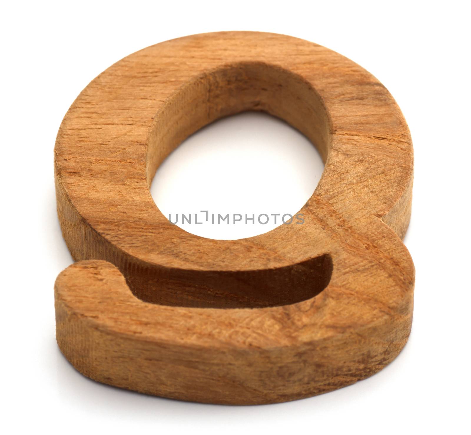 Alphabet made from wood on white