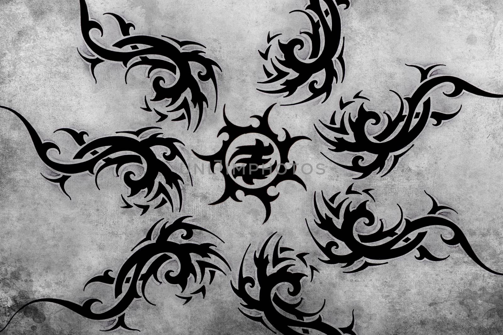 Tribal Tattoo design over grey background. textured backdrop. Ar by FernandoCortes