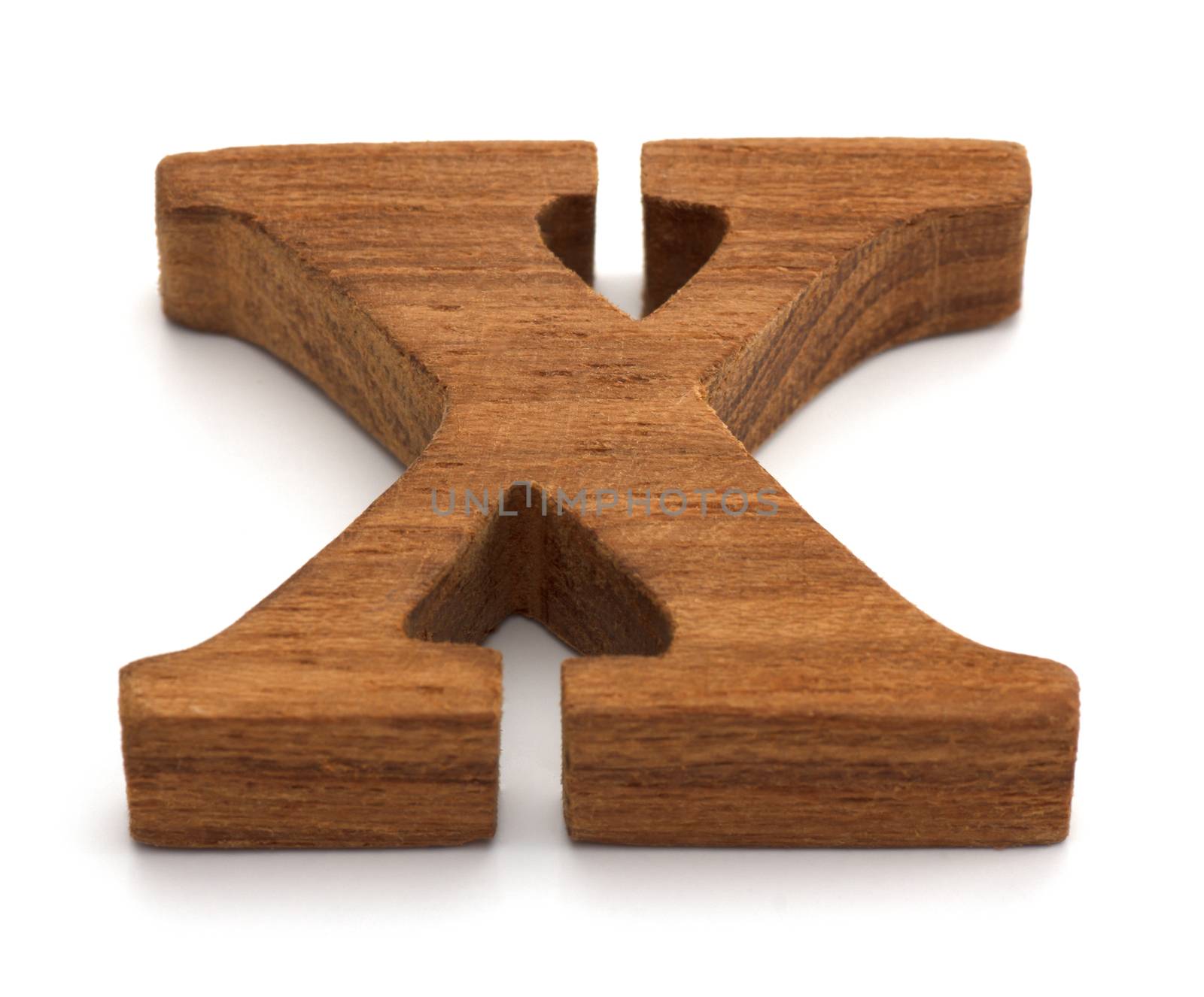 Alphabet made from wood on white