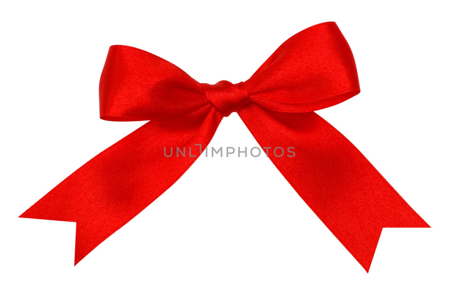 red silk ribbon knot on white background