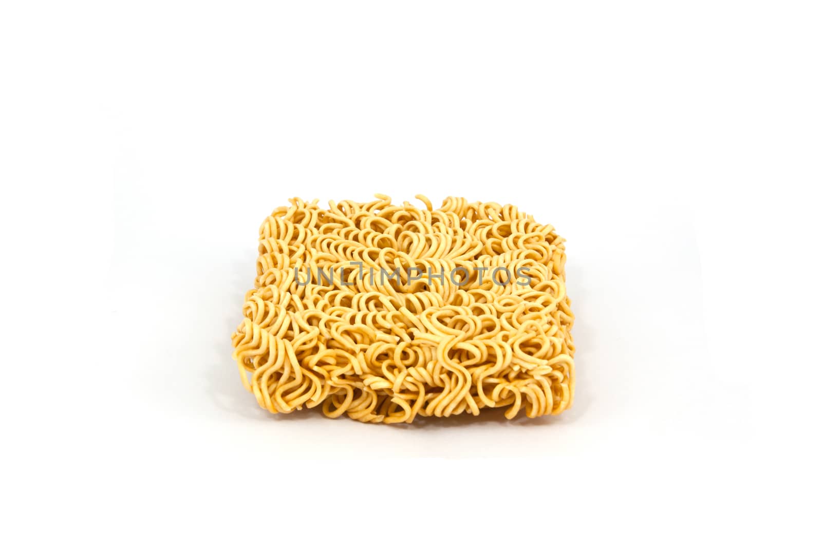 Dry instant noodle on white background