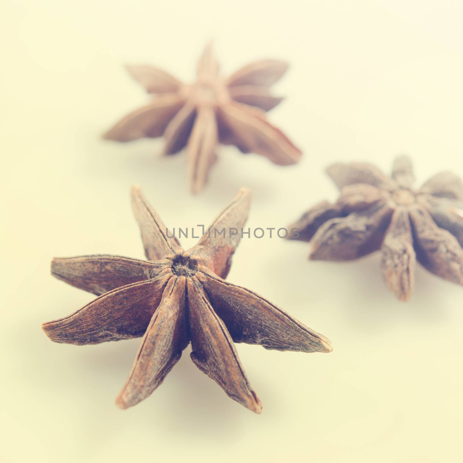 Anise stars in vintage retro tone