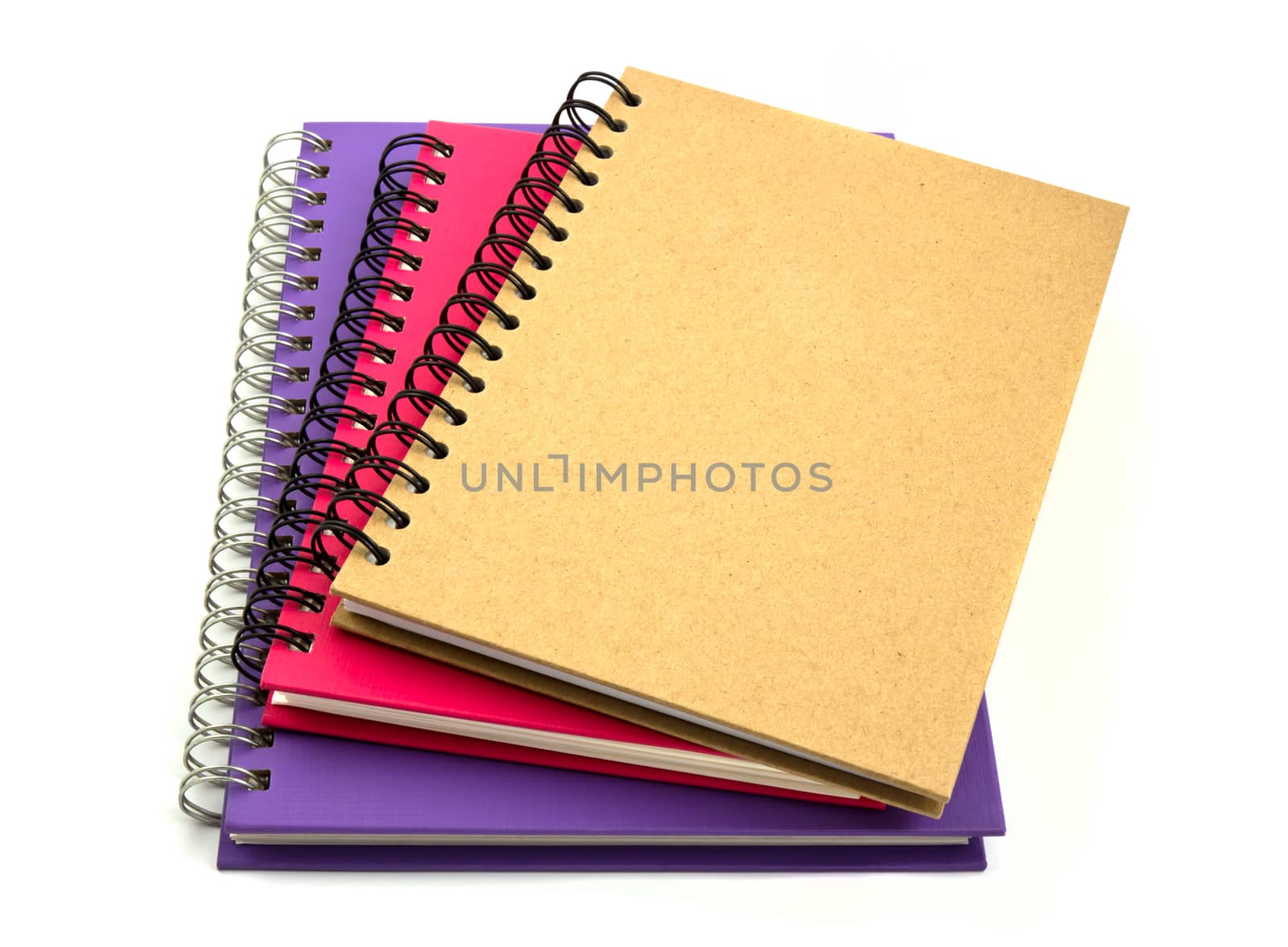 stack of ring binder book or notebook isolated on white background