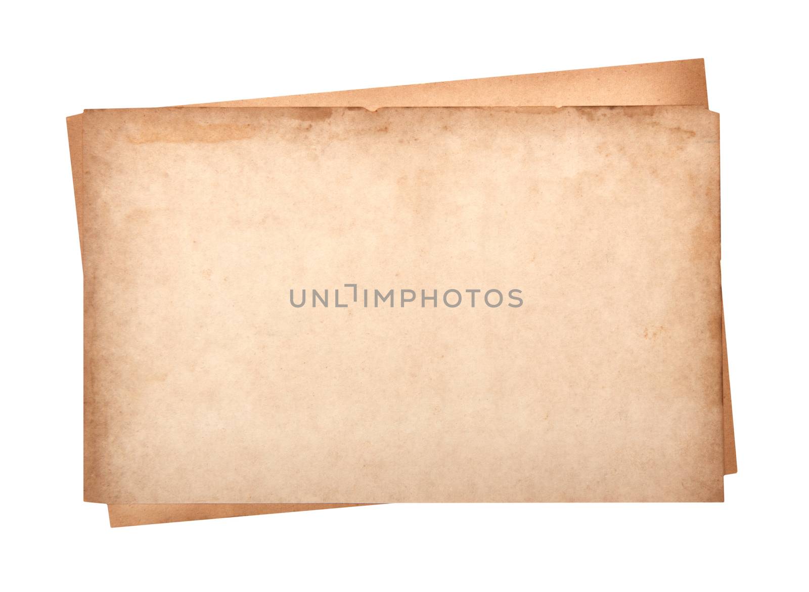 close up of a old paper on white background
