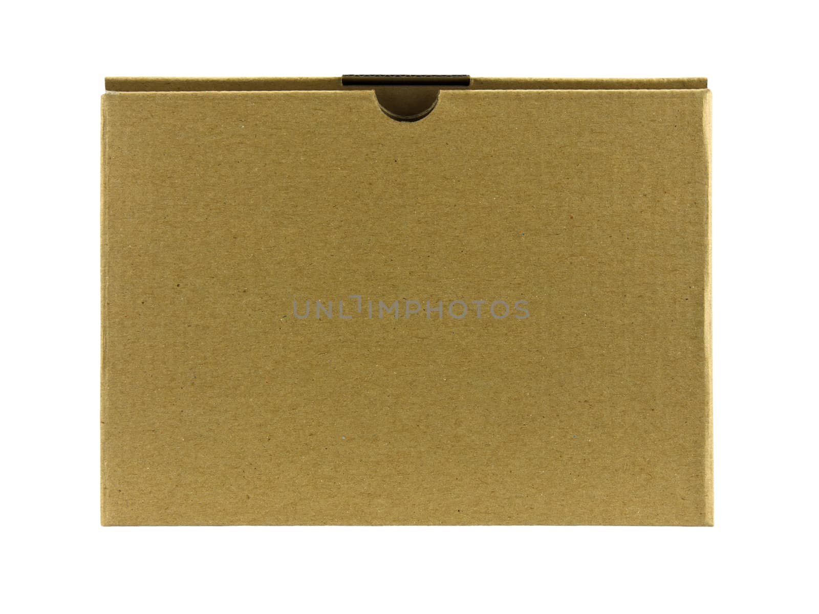 Close brown paper box on white
