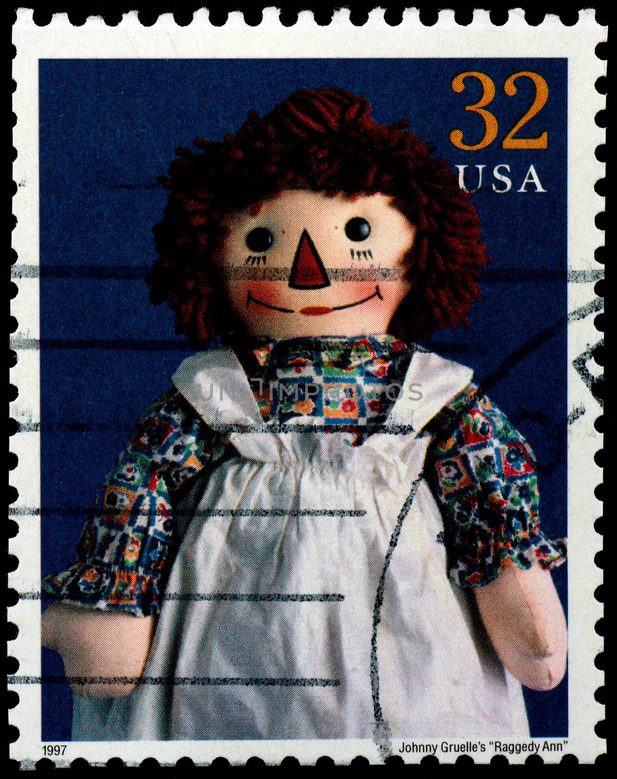 USA - CIRCA 1997 : Stamp printed in the USA shows Johnny Gruelle's "Raggedy Ann" doll, circa 1997
