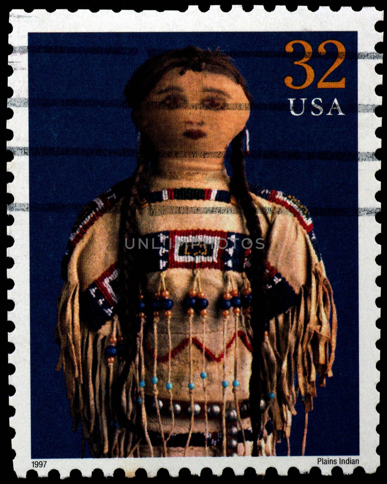 USA - CIRCA 1997 : Stamp printed in the USA shows Plains Indian doll, circa 1997