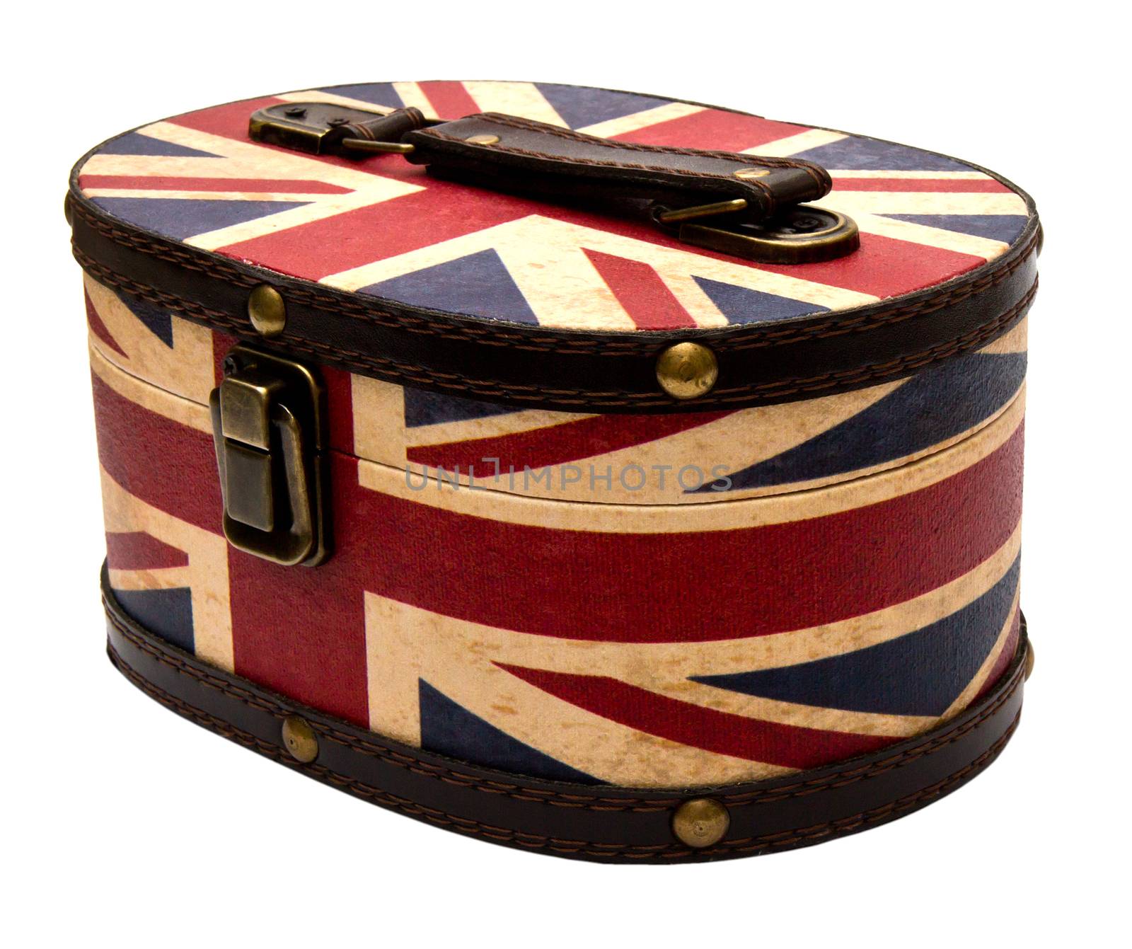 box with UK flag isolated on white background