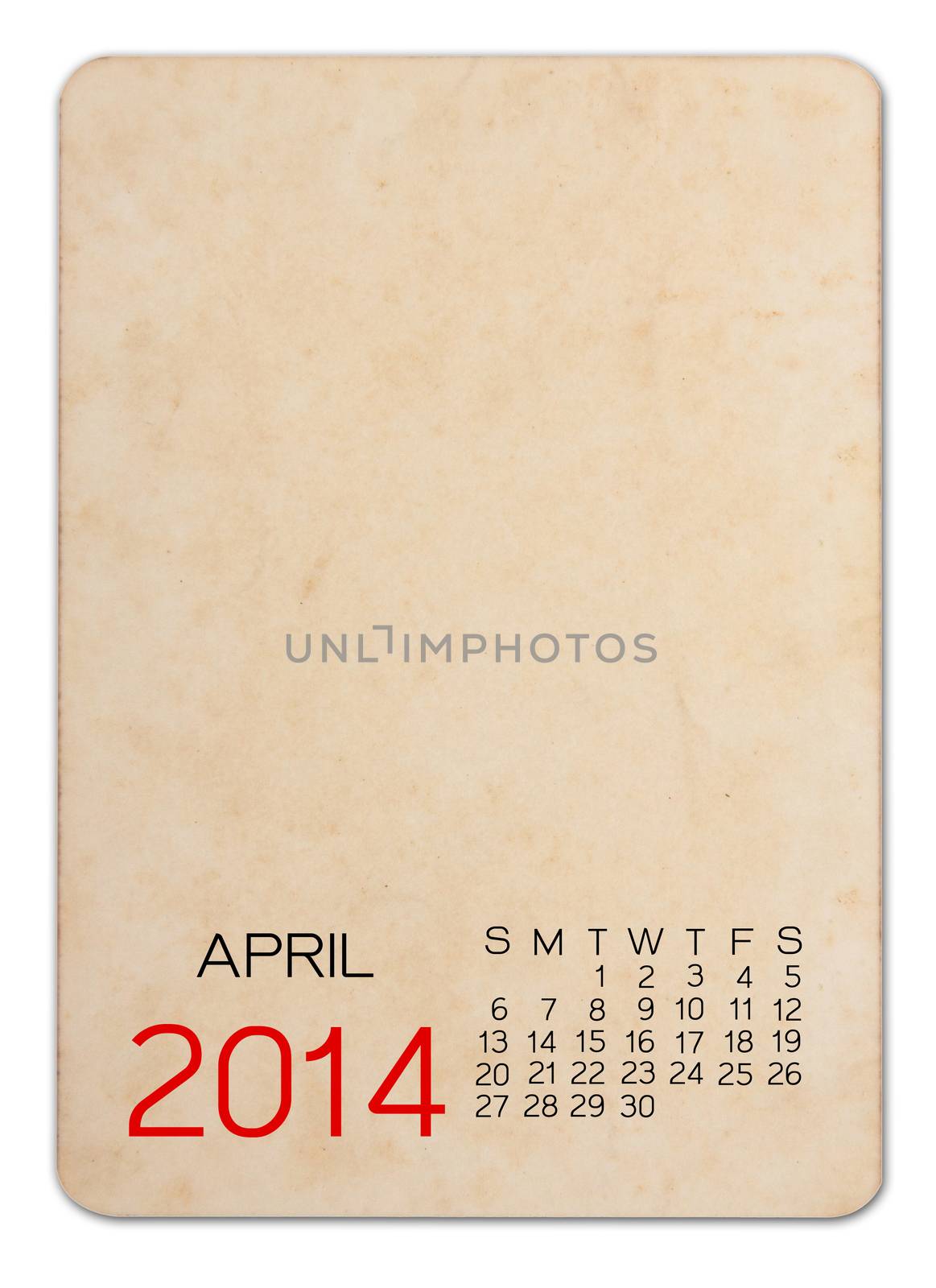 Calendar 2014 on the Empty old photo