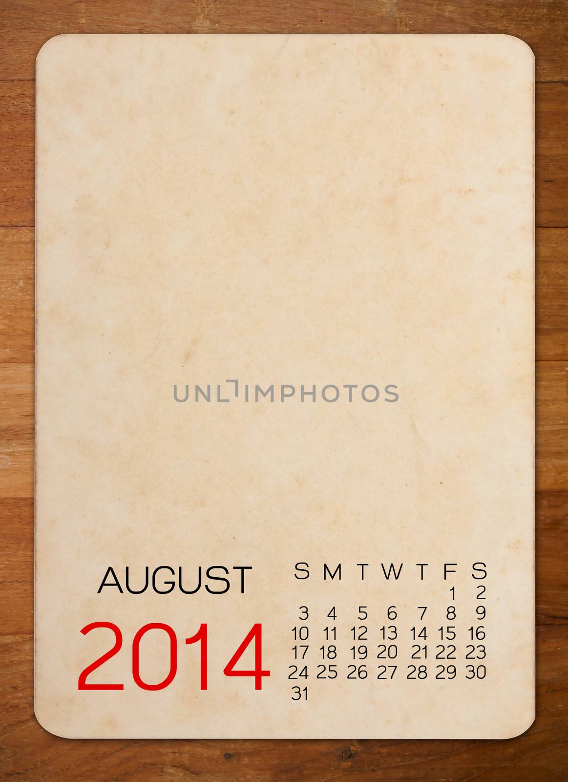 Calendar 2014 on the Empty old photo
