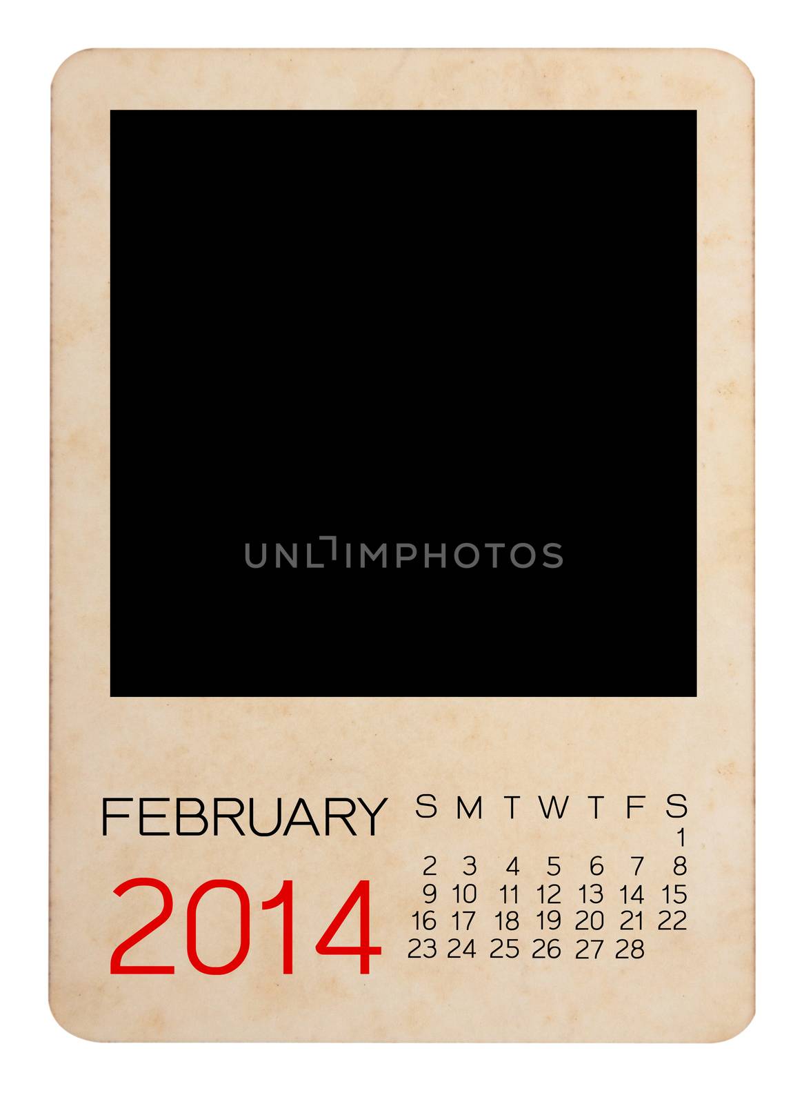 Calendar 2014 on the Empty old photo