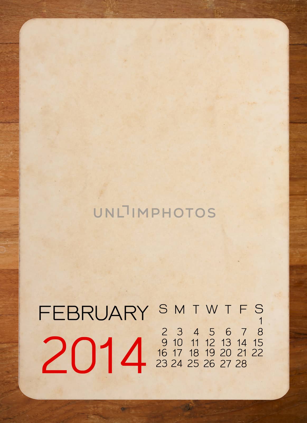 Calendar 2014 on the Empty old photo