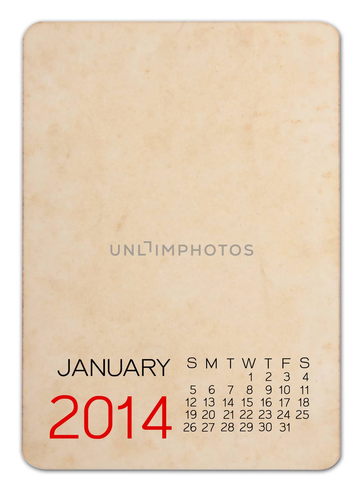 Calendar 2014 on the Empty old photo