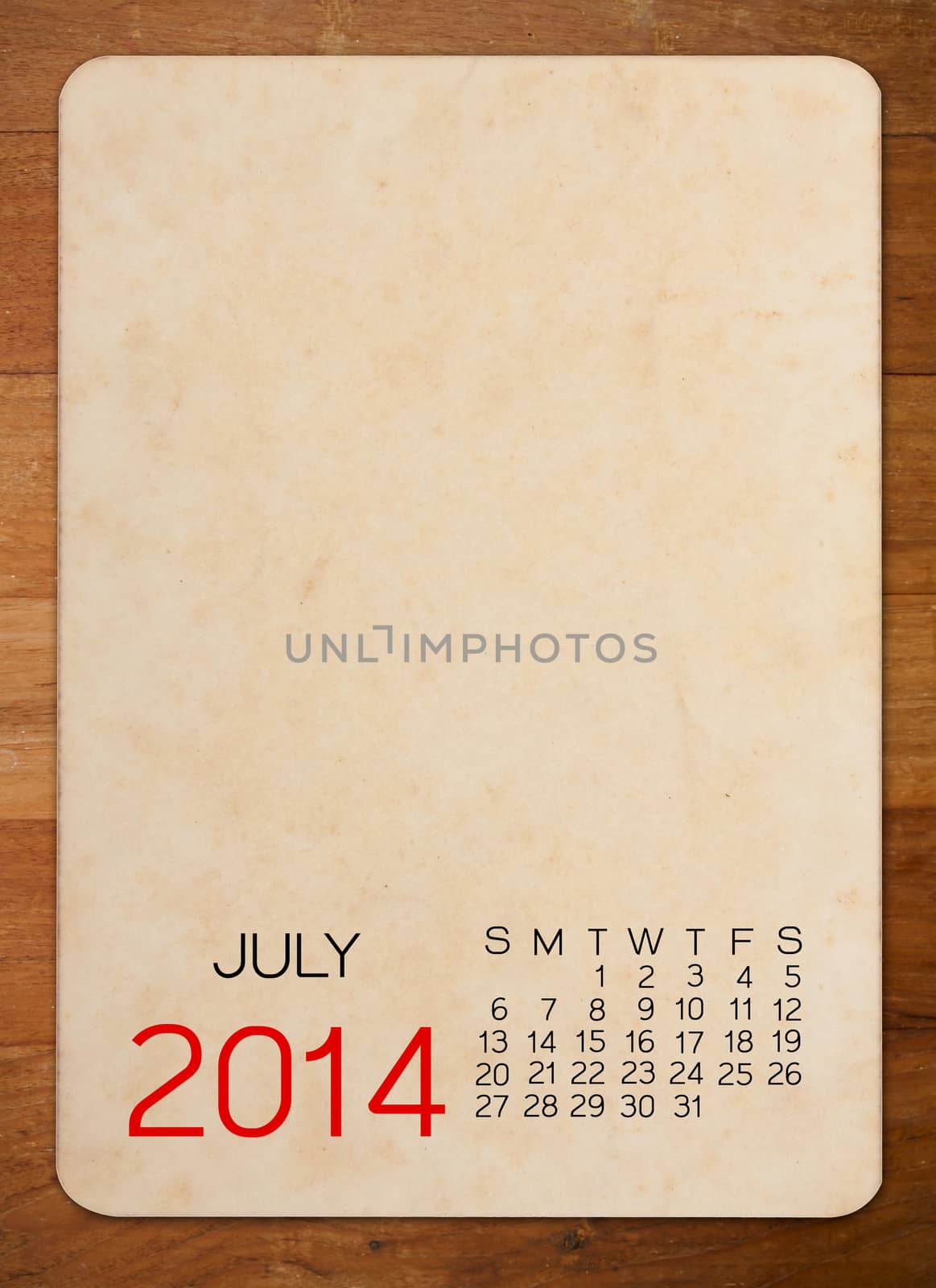 Calendar 2014 on the Empty old photo