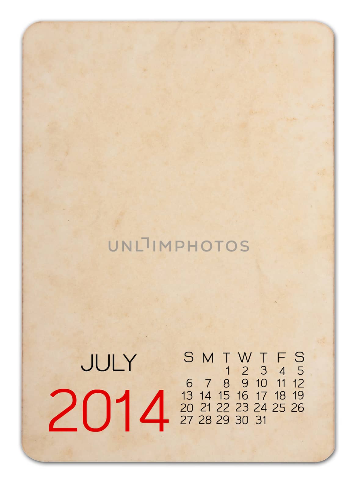 Calendar 2014 on the Empty old photo