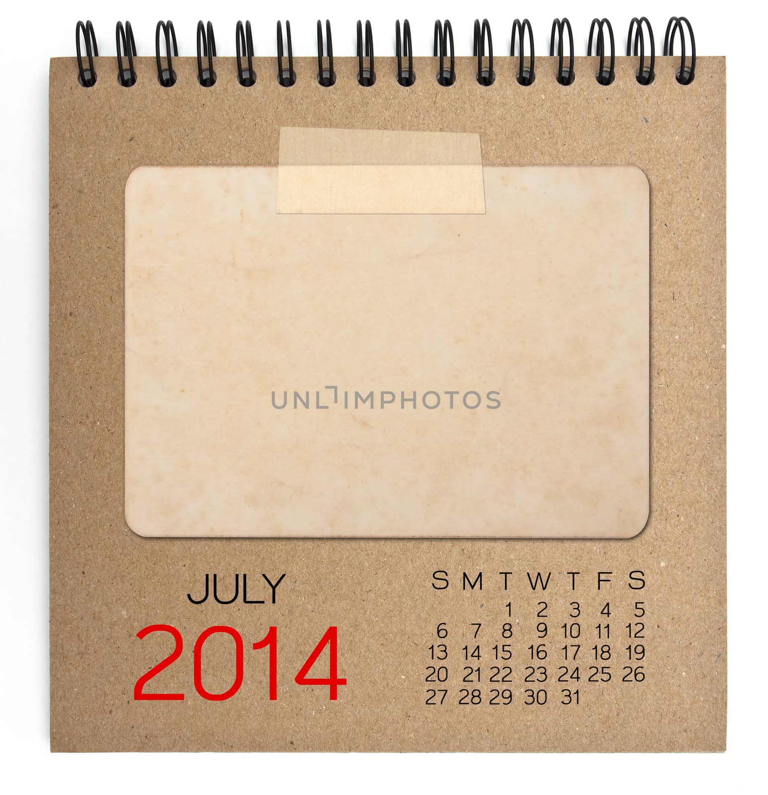 2014 Calendar brown notebook with old blank photo