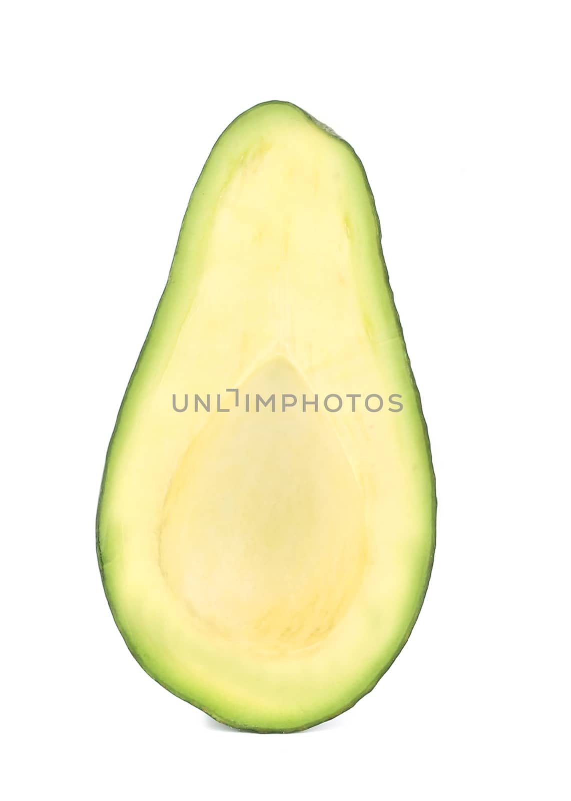 Sliced ripe avocado. Isolated on a white background.