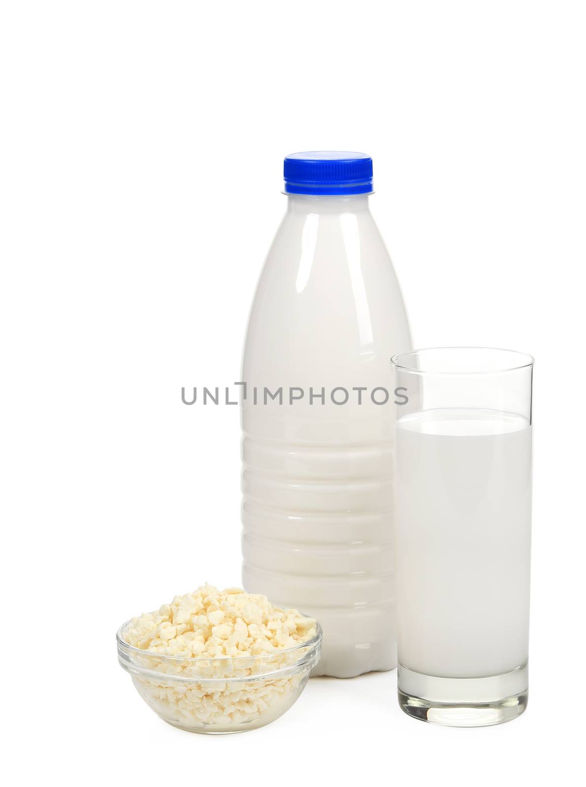 Healthy dairy products. Isolated on a white background.