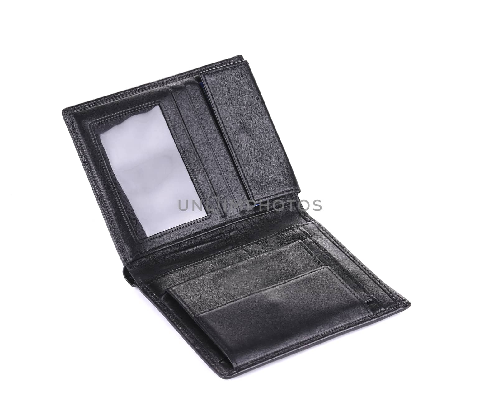 Black leather wallet. Isolated on a white background.