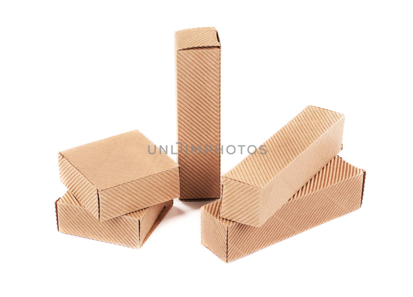 Small corrugated boxes. Isolated on a white background.