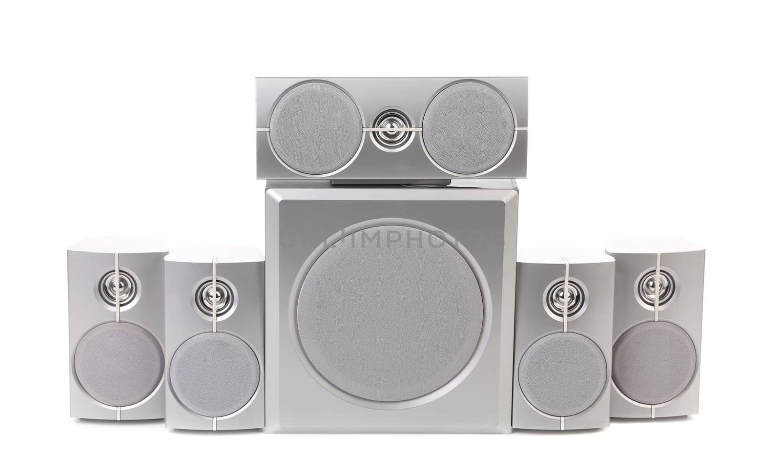 Audio surround system. Isolated on a white background.