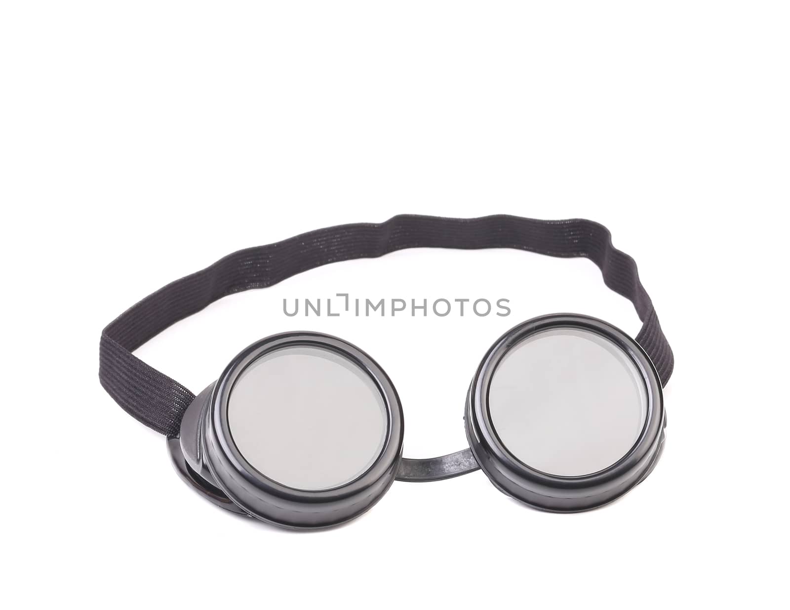 Closeup of welding glasses. Isolated on a white background.
