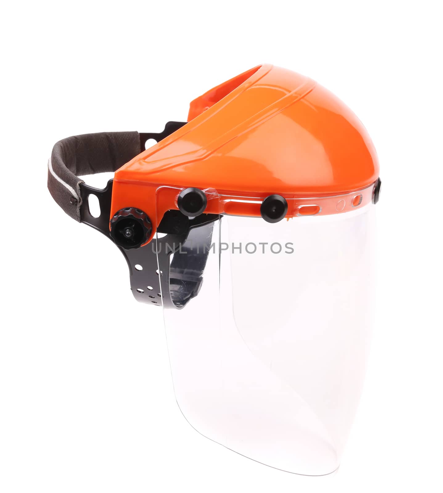 Protective face shield. Isolated on a white background.