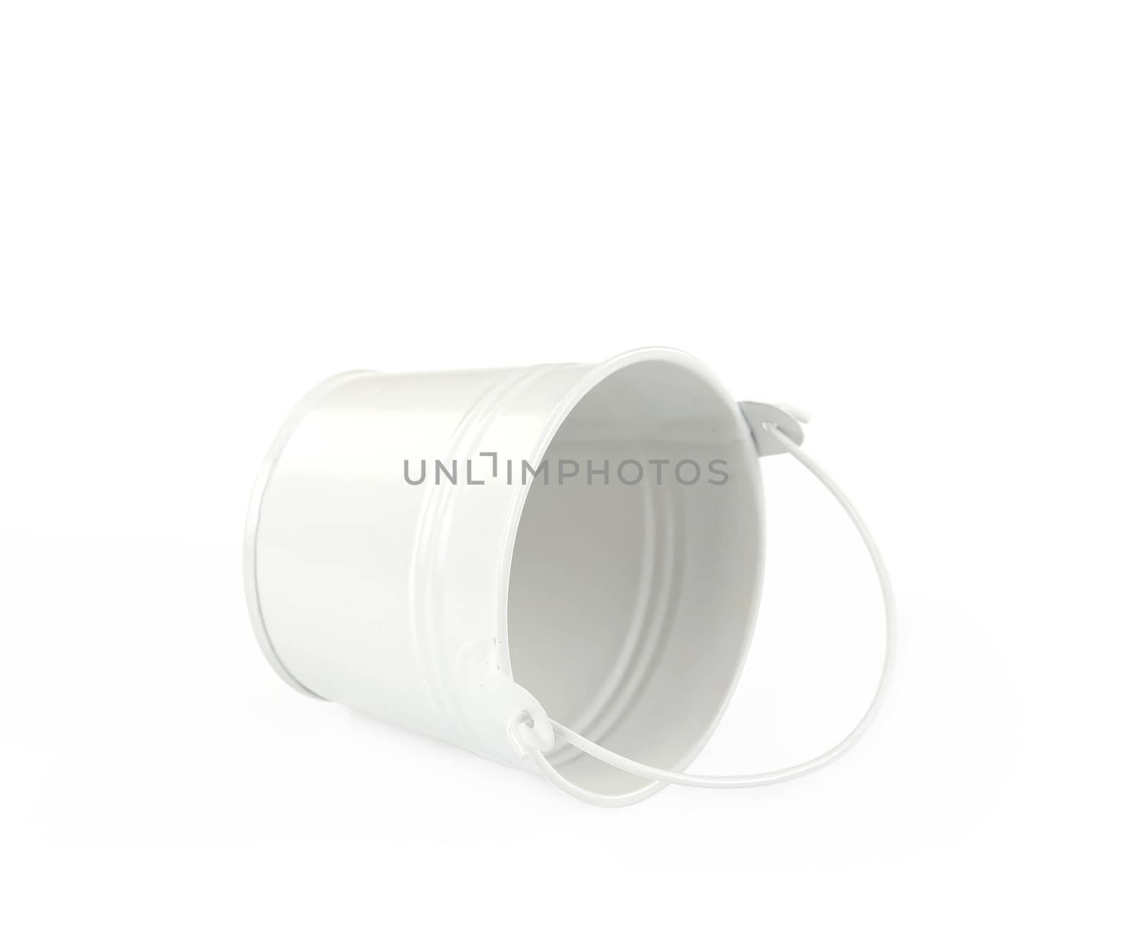 White metal bucket. Isolated on a white background.