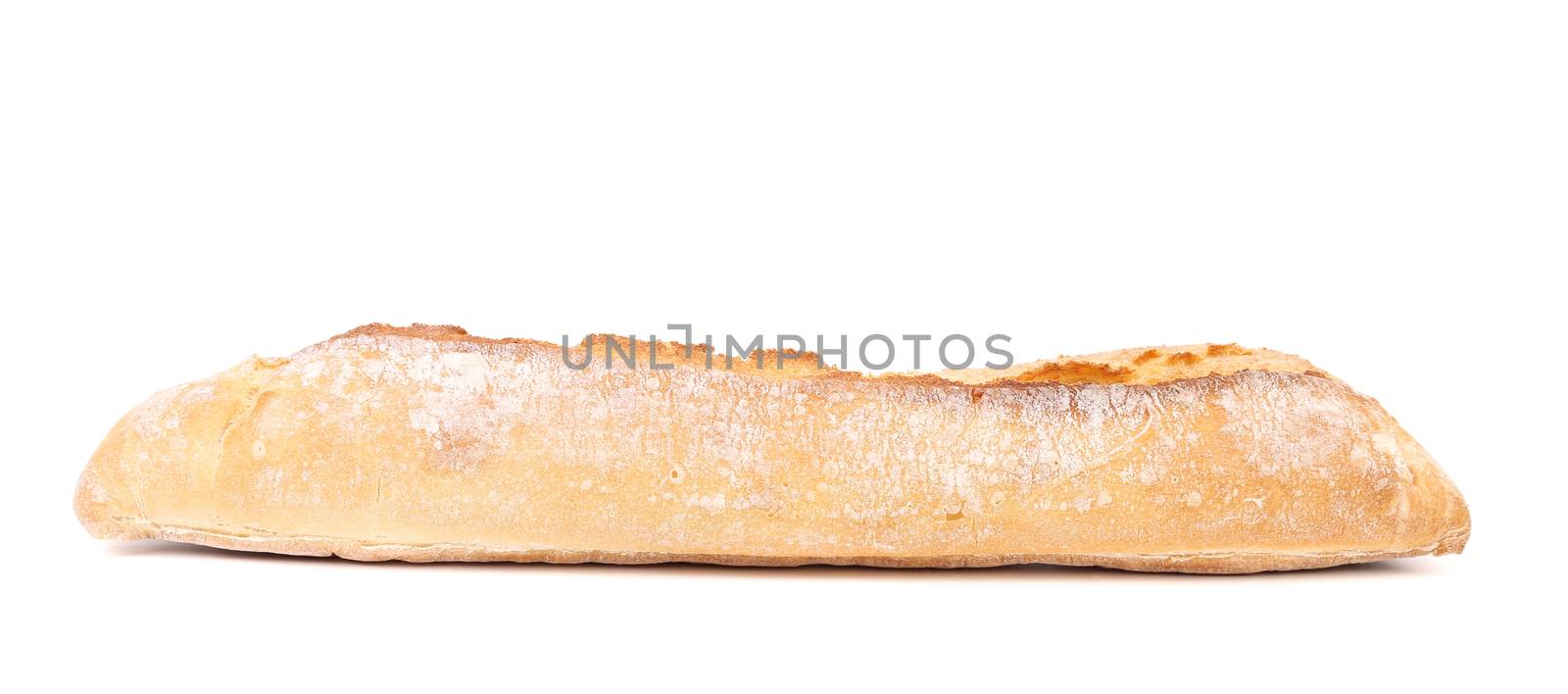 Crispy french baguette. Isolated on a white background.