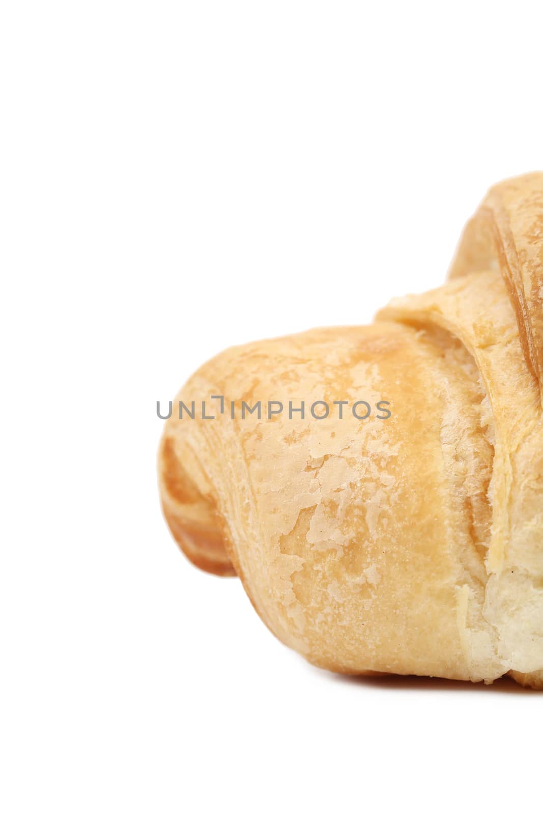 Image of croissant. Close up. Whole background. Place for text.