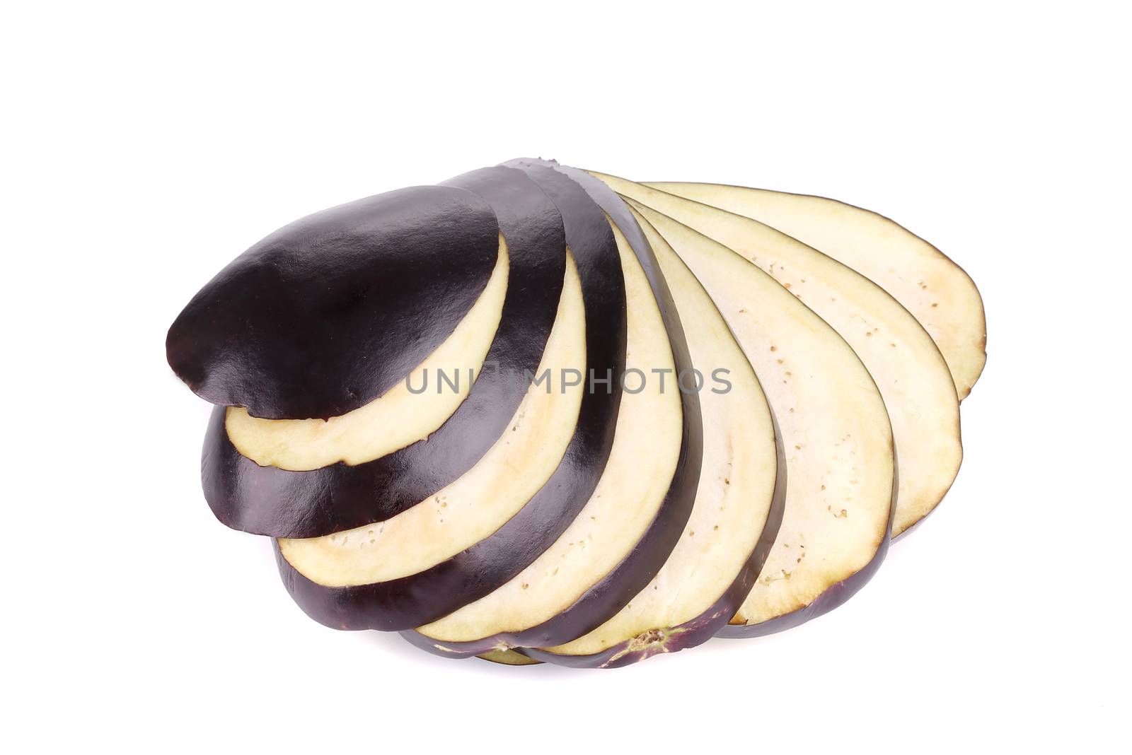 Sliced eggplant. Isolated on a white background.