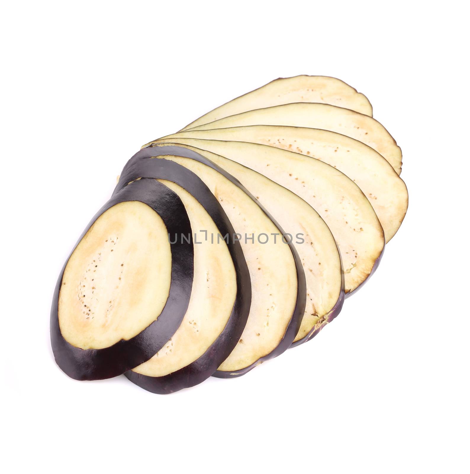 Sliced eggplant. Isolated on a white background.