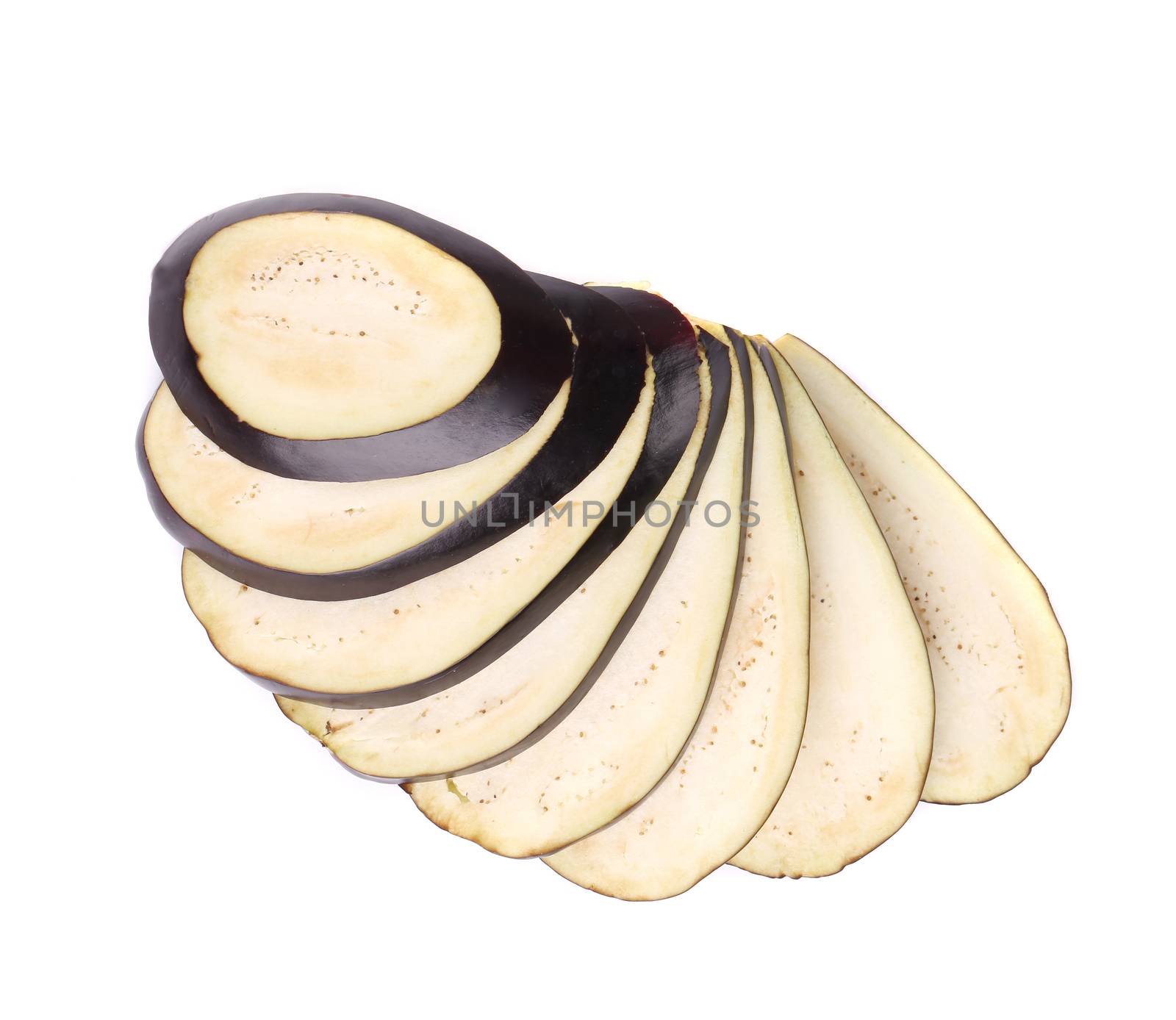 Sliced eggplant. Isolated on a white background.