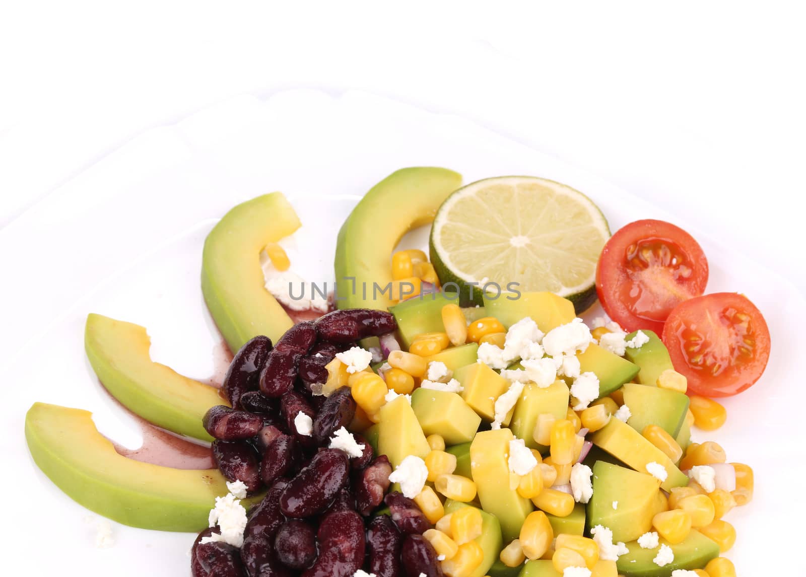 Beans salad. Isolated on a white background.