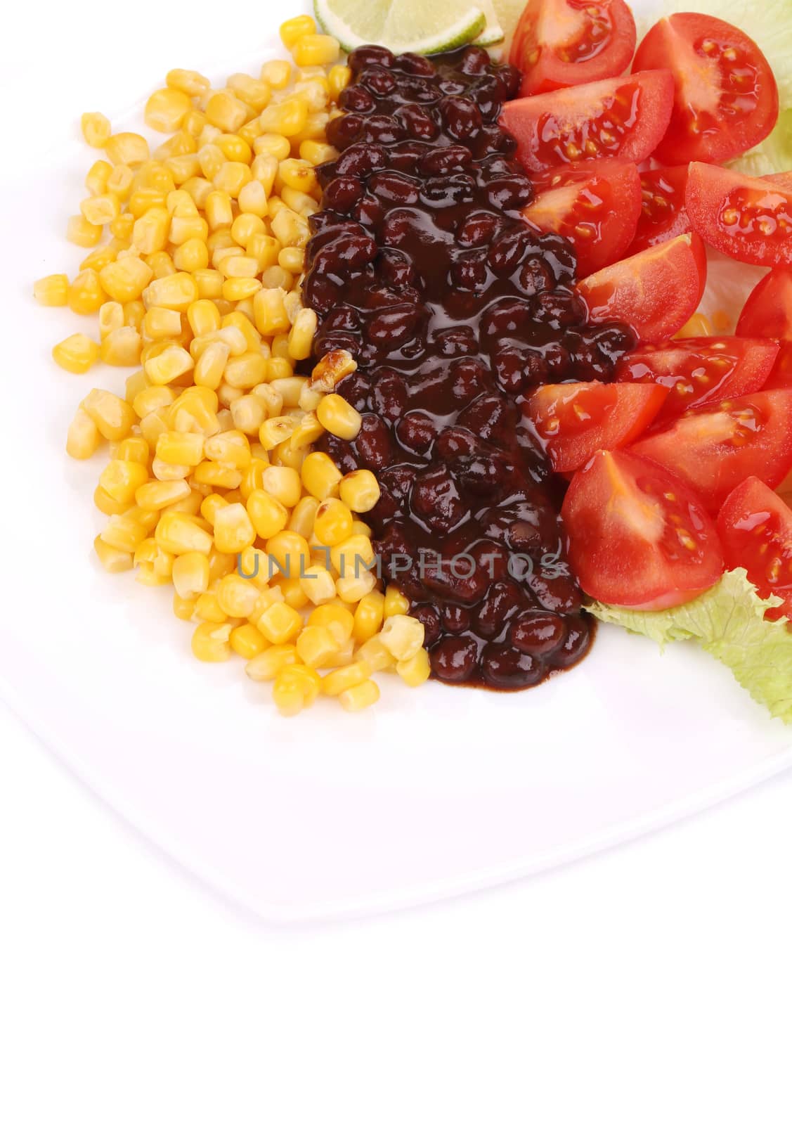 Beans salad. Isolated on a white background.