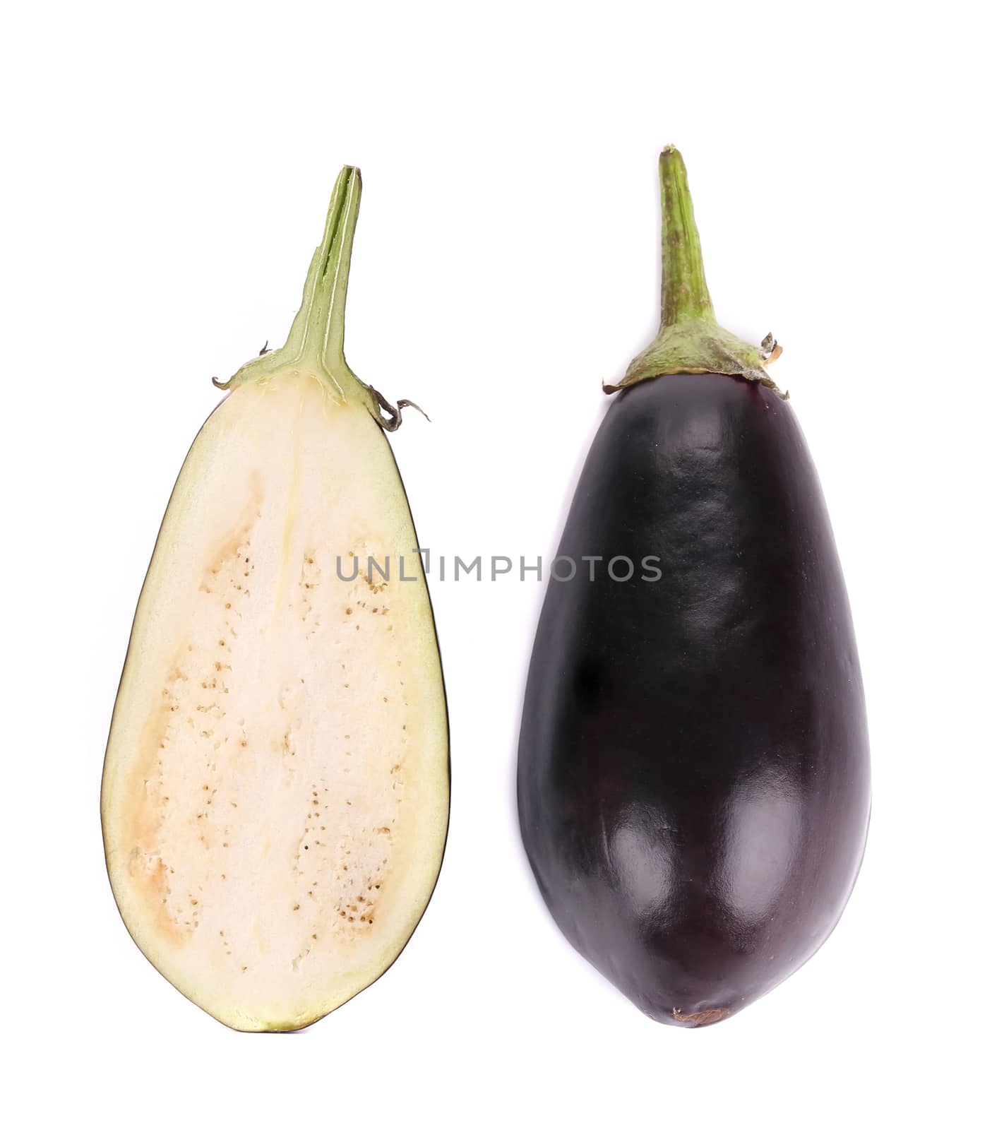Half of eggplant. Isolated on a white background.