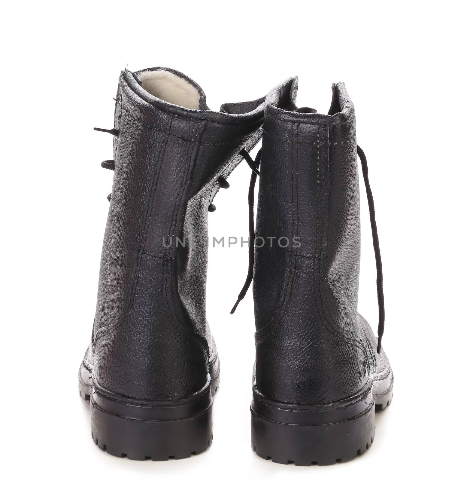 Leather man's boots. Isolated on a white background.