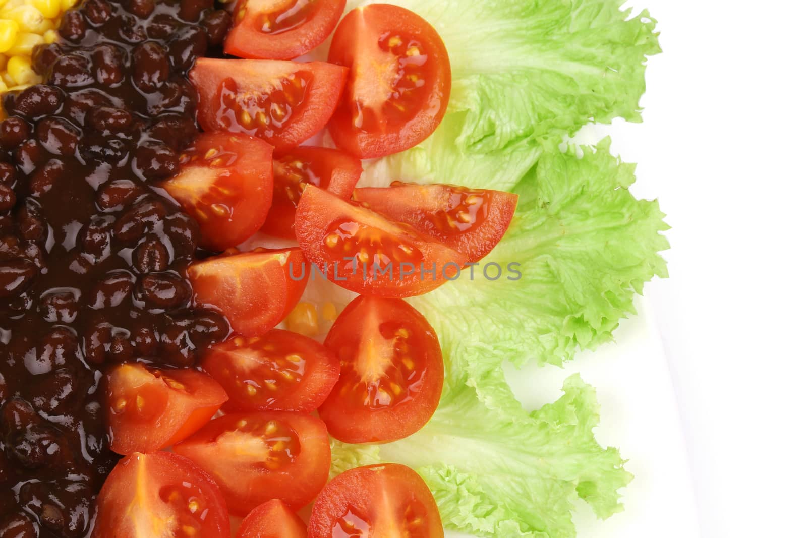 Beans salad.  Isolated on a white background.