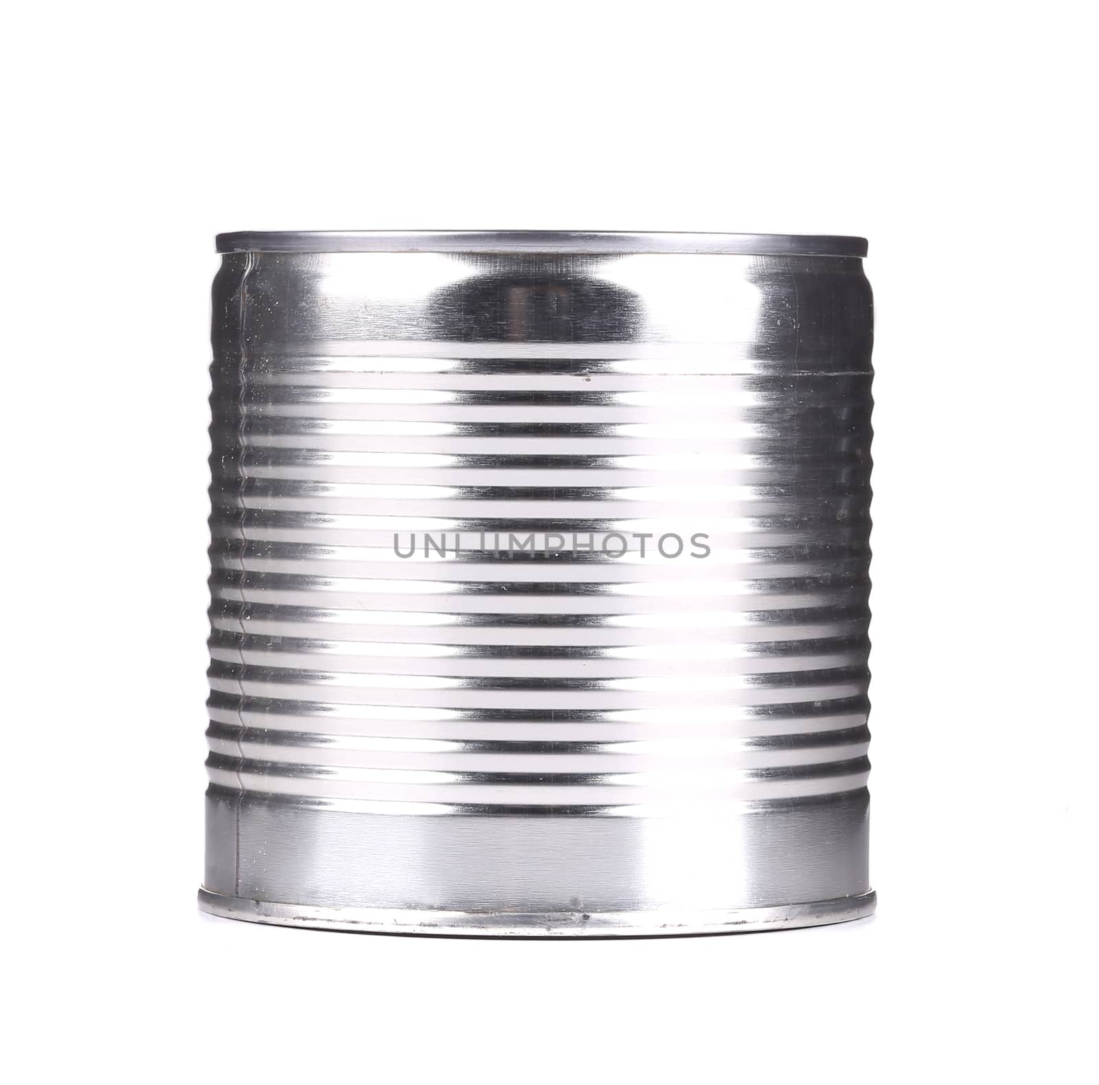 Silver tin can. Isolated on a white background.