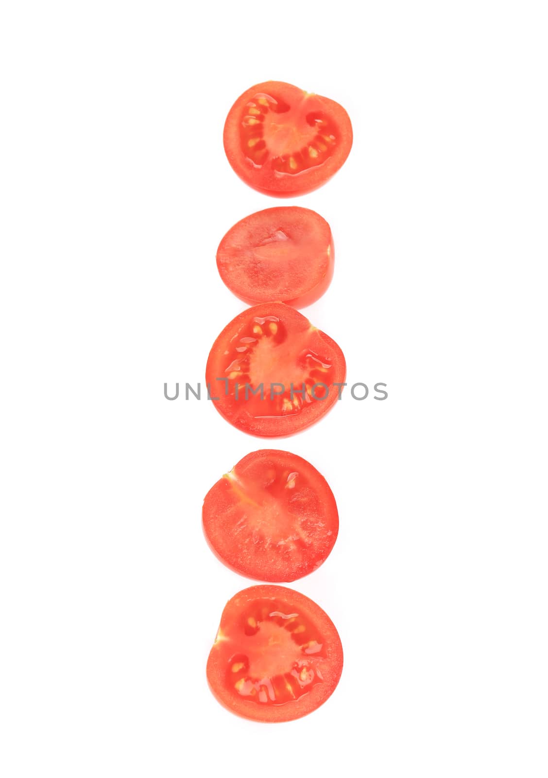 Sliced fresh red tomatoes. Isolated on a white background.
