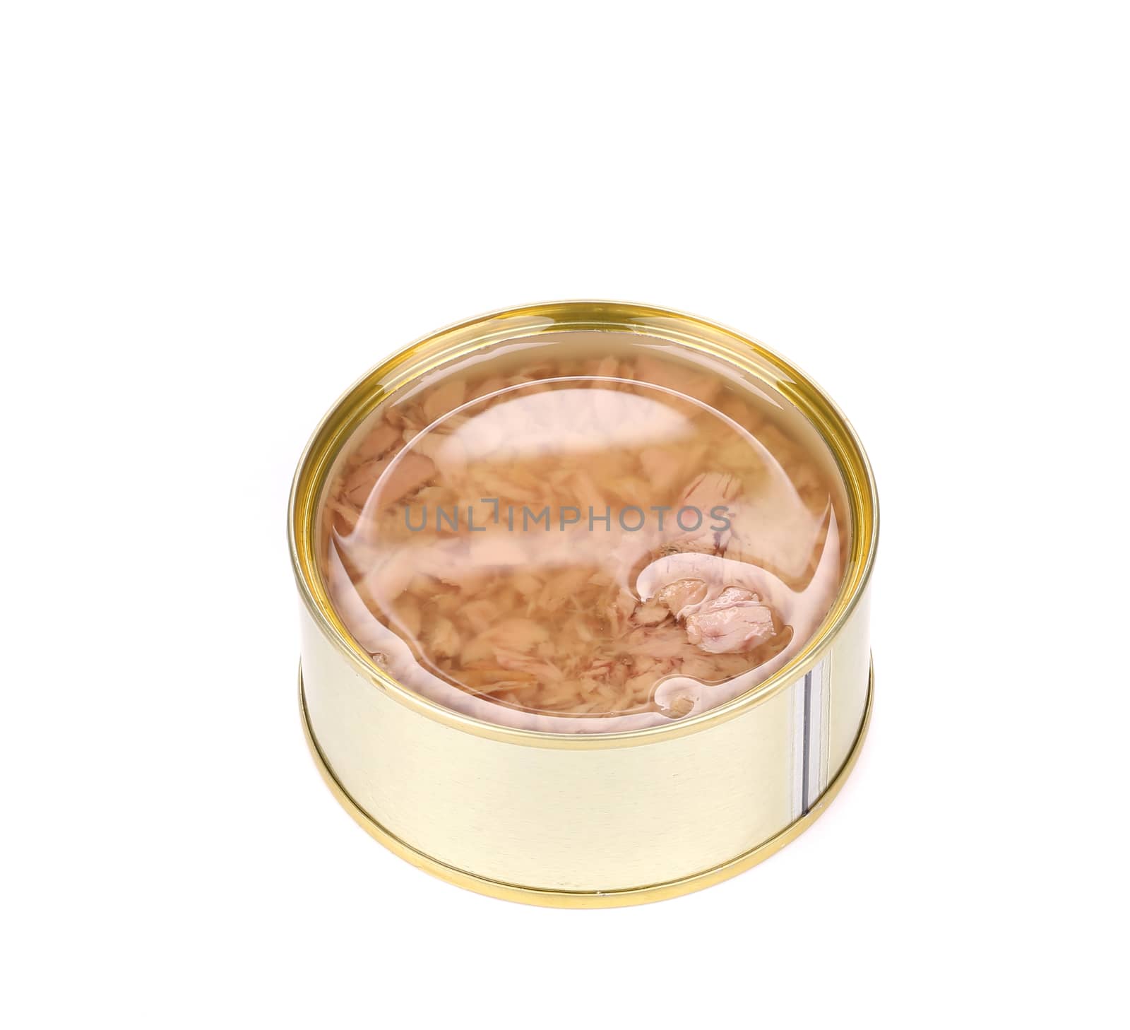 Canned tuna. Isolated on a white background.