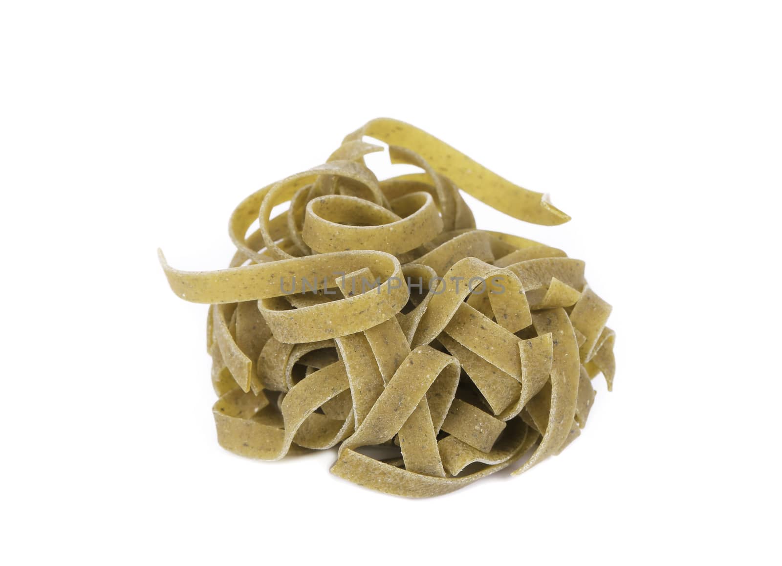 Tagliatelle italian pasta. Isolated on a white background.