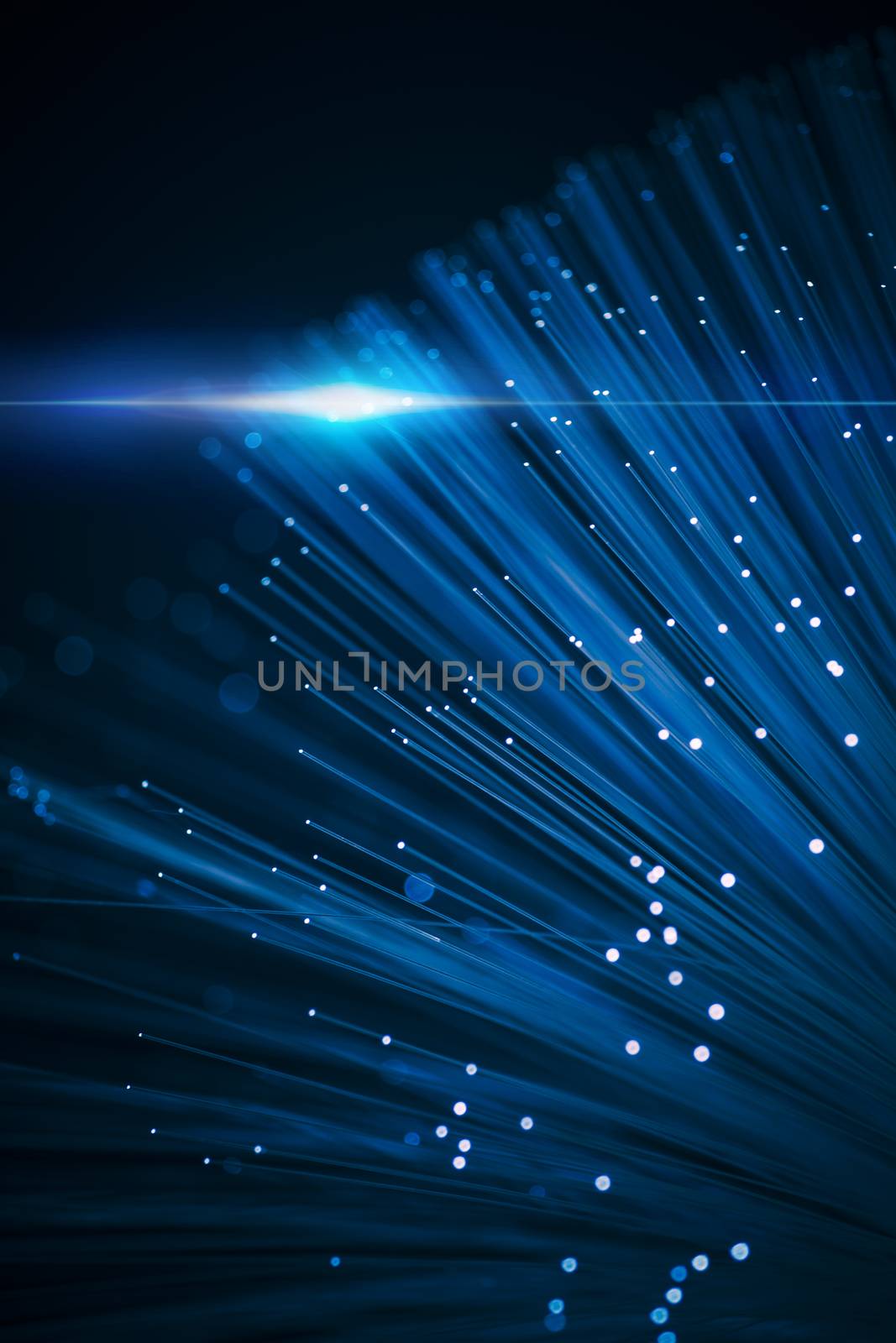 Fiber optics close-up, modern computer communication technology